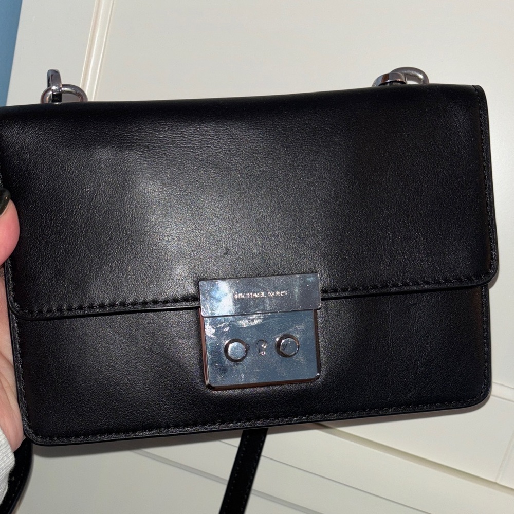 Michael Kors Black Crossbody Bag with Silver Accents